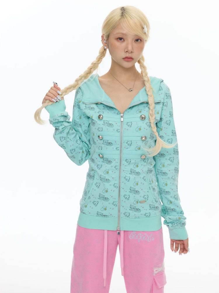 Mint Green Napoleon Double-Breasted Jacket【s0000018023】