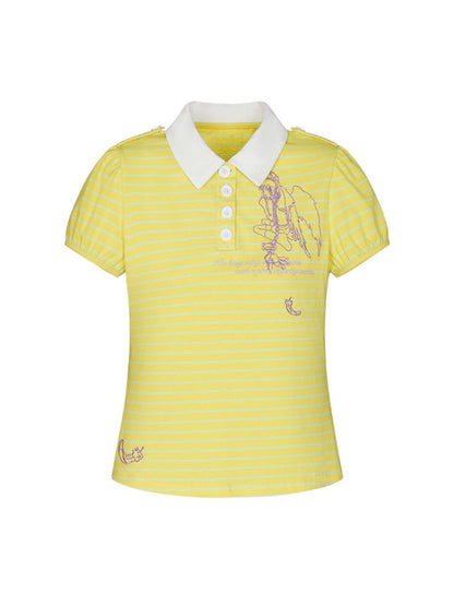 Yellow Doll Angel Embroidered Short-Sleeve Polo Shirt【s0000018024】