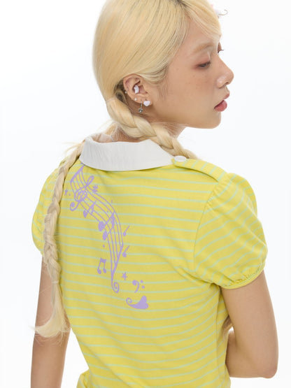 Yellow Doll Angel Embroidered Short-Sleeve Polo Shirt【s0000018024】