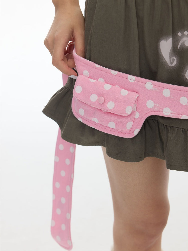 Musical Note Polka Dot Waist Bag Pleated Ruffled Short Skirt【s0000018025】