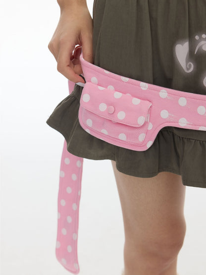 Musical Note Polka Dot Waist Bag Pleated Ruffled Short Skirt【s0000018025】