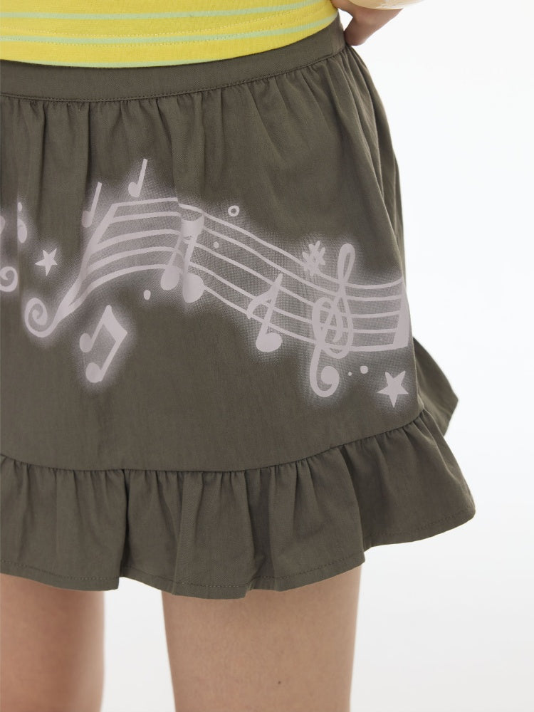 Musical Note Polka Dot Waist Bag Pleated Ruffled Short Skirt【s0000018025】