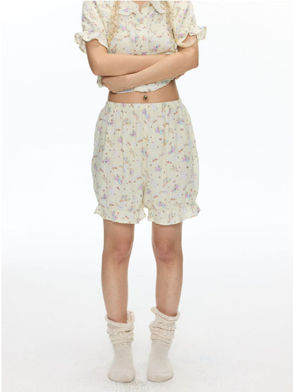 Double-Layer Cotton Yarn Puff Sleeve Four Piece Sleepwear Set【s0000018028】