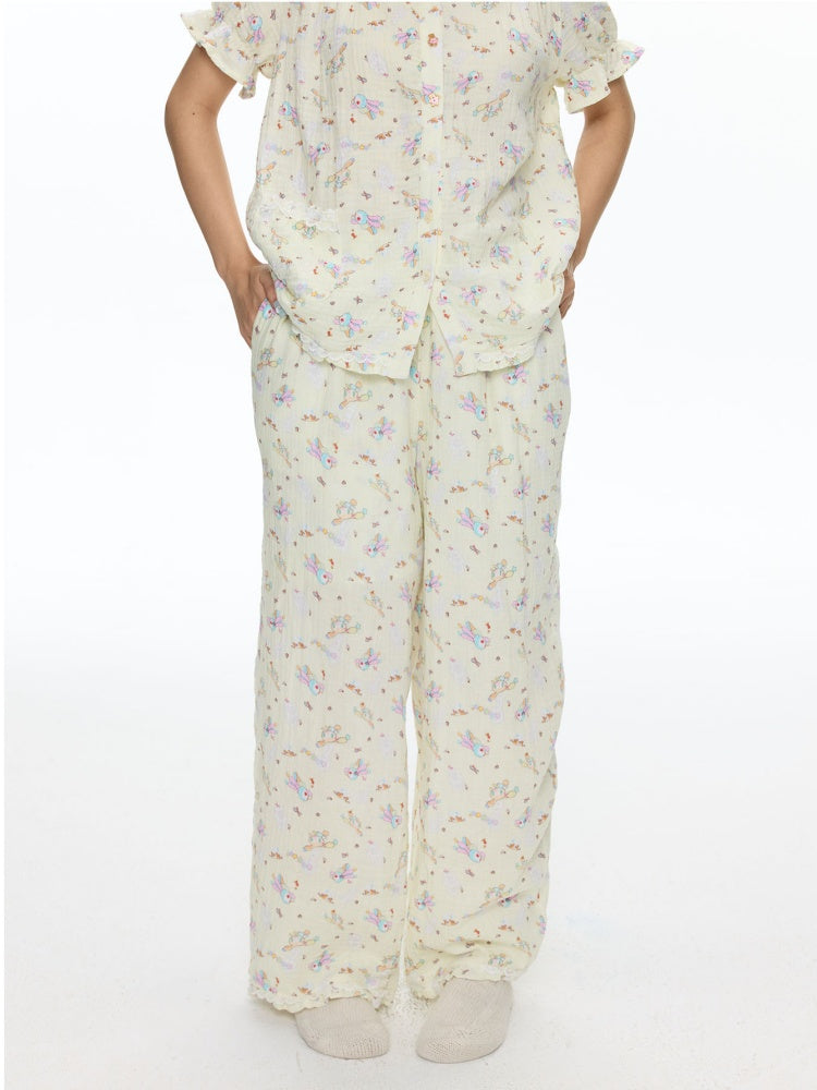 Double-Layer Cotton Yarn Puff Sleeve Four Piece Sleepwear Set【s0000018028】