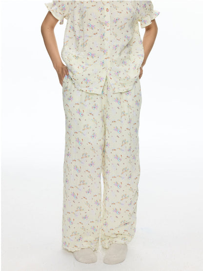 Double-Layer Cotton Yarn Puff Sleeve Four Piece Sleepwear Set【s0000018028】