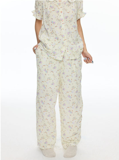 Double-Layer Cotton Yarn Puff Sleeve Four Piece Sleepwear Set【s0000018028】