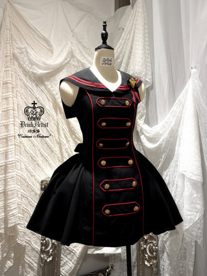 Black&Red Navy Leading Style Large Skirt Cinched Waist Backless Dress【s0000018030】