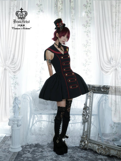 Black&Red Navy Leading Style Large Skirt Cinched Waist Backless Dress【s0000018030】
