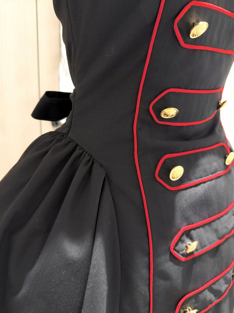 Black&Red Navy Leading Style Large Skirt Cinched Waist Backless Dress【s0000018030】