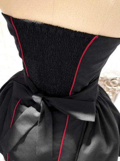 Black&Red Navy Leading Style Large Skirt Cinched Waist Backless Dress【s0000018030】