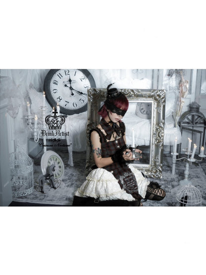 Gray Plaid Lace Tie Print Two-Piece Cake Dress【s0000018032】