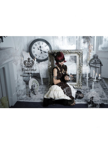 Gray Plaid Lace Tie Print Two-Piece Cake Dress【s0000018032】