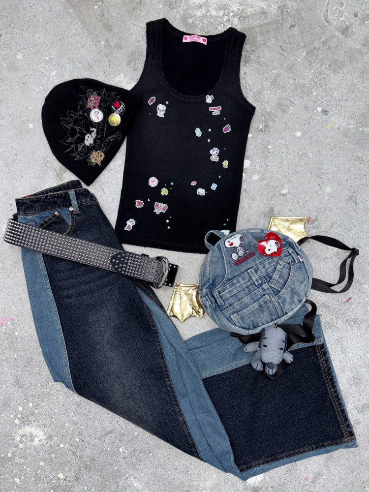 1JINN STUDIO x Snoopy Collaboration Studded Collar Authentic Snoopy Dog Figure Keychain【s0000018117】