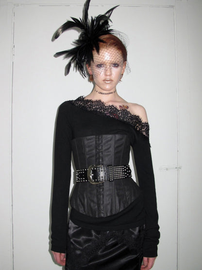 Vintage Washed Adjustable Strapless Hook Belt Waist Seal Double-Wear Herringbone Corset【s0000018119】
