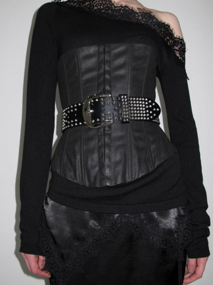 Vintage Washed Adjustable Strapless Hook Belt Waist Seal Double-Wear Herringbone Corset【s0000018119】