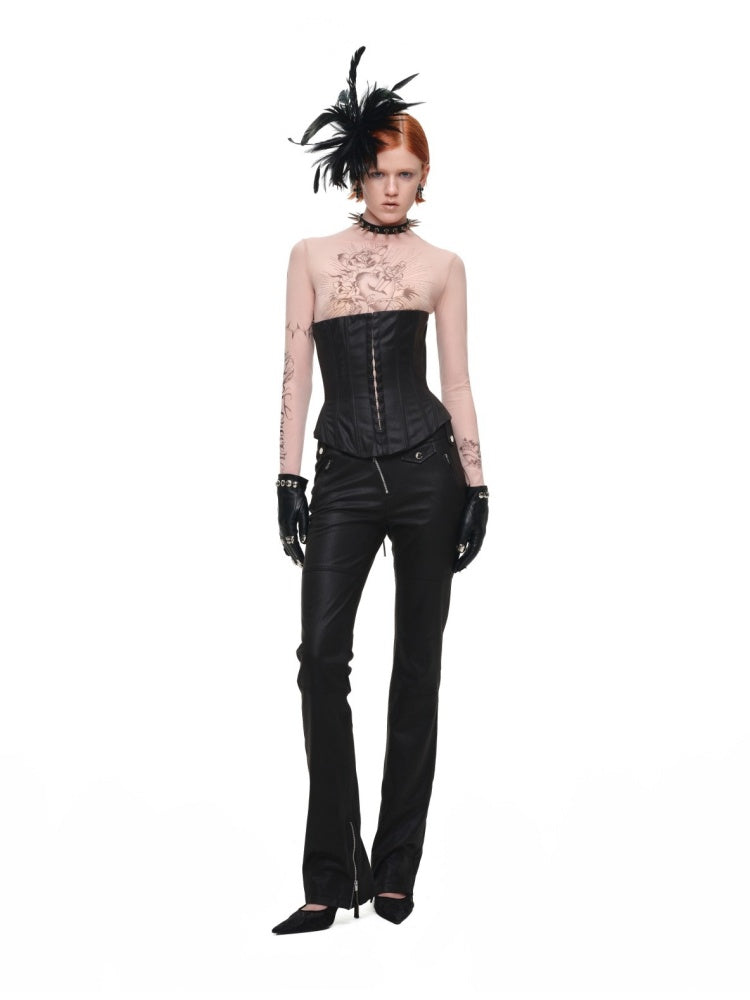 Vintage Washed Adjustable Strapless Hook Belt Waist Seal Double-Wear Herringbone Corset【s0000018119】