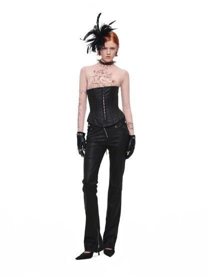 Vintage Washed Adjustable Strapless Hook Belt Waist Seal Double-Wear Herringbone Corset【s0000018119】