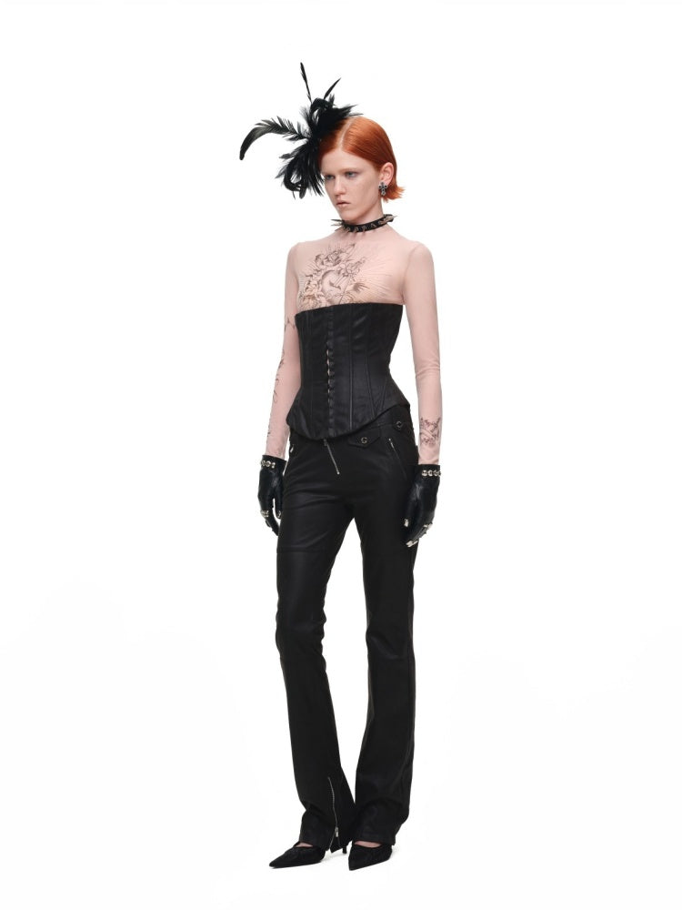 Vintage Washed Adjustable Strapless Hook Belt Waist Seal Double-Wear Herringbone Corset【s0000018119】