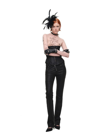 Vintage Washed Adjustable Strapless Hook Belt Waist Seal Double-Wear Herringbone Corset【s0000018119】
