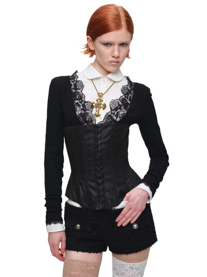 Vintage Washed Adjustable Strapless Hook Belt Waist Seal Double-Wear Herringbone Corset【s0000018119】