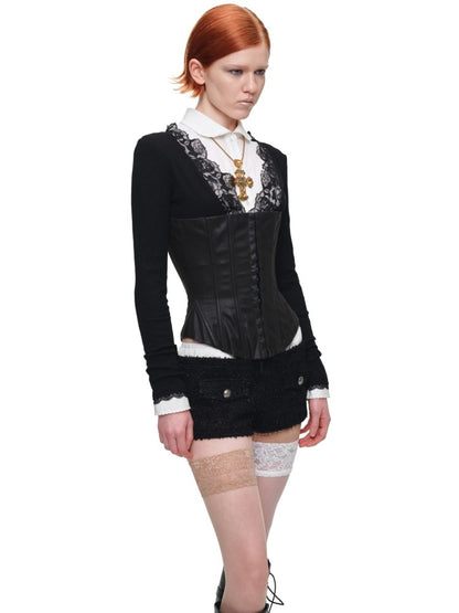 Vintage Washed Adjustable Strapless Hook Belt Waist Seal Double-Wear Herringbone Corset【s0000018119】