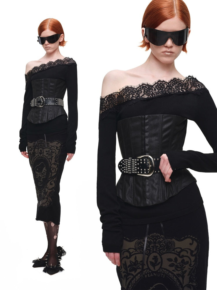 Vintage Washed Adjustable Strapless Hook Belt Waist Seal Double-Wear Herringbone Corset【s0000018119】