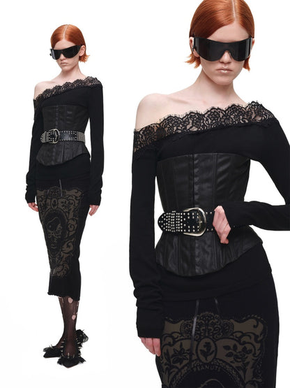 Vintage Washed Adjustable Strapless Hook Belt Waist Seal Double-Wear Herringbone Corset【s0000018119】