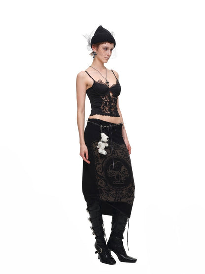Vintage Lace Satin Waist-Cinching Sexy Sheer Fishbone Camisole Corset Top【s0000018120】