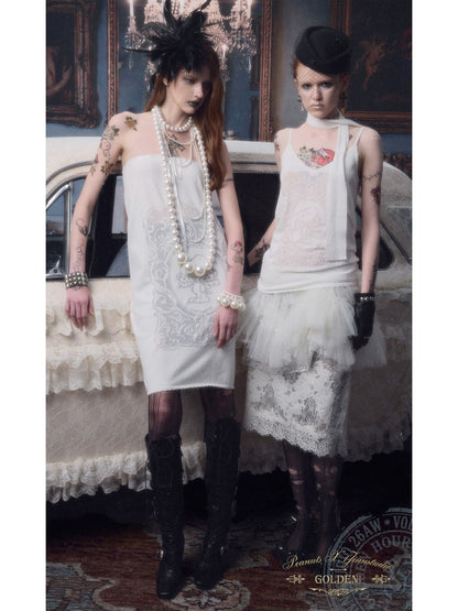 1JINN STUDIO x SNOOPY Collaboration Lace Appliqué Two-Piece Set Loose Casual Long-Sleeve T-Shirt【s0000018123】