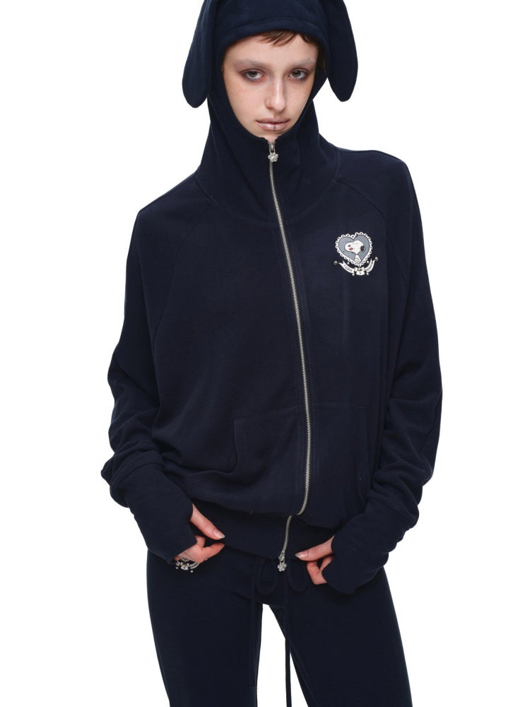 1JINN STUDIO x Snoopy Dog Ear Bat Sleeve Print Hoodie Slightly Flared Long Short Pants Set【s0000018125】