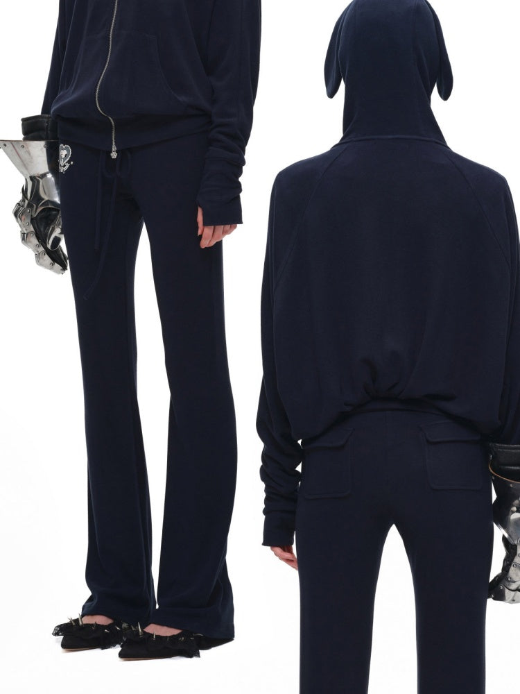 1JINN STUDIO x Snoopy Dog Ear Bat Sleeve Print Hoodie Slightly Flared Long Short Pants Set【s0000018125】