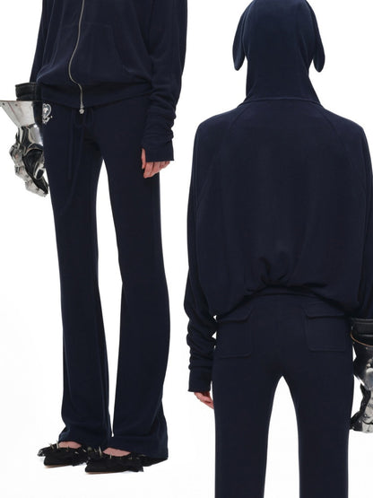 1JINN STUDIO x Snoopy Dog Ear Bat Sleeve Print Hoodie Slightly Flared Long Short Pants Set【s0000018125】