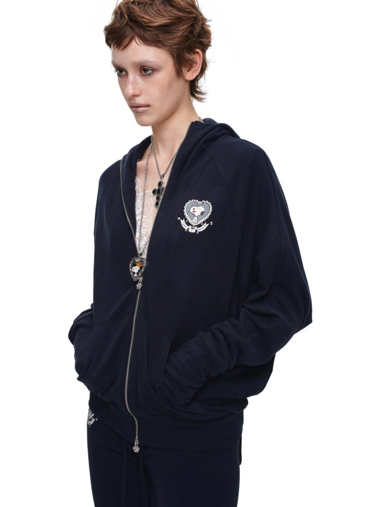 1JINN STUDIO x Snoopy Dog Ear Bat Sleeve Print Hoodie Slightly Flared Long Short Pants Set【s0000018125】