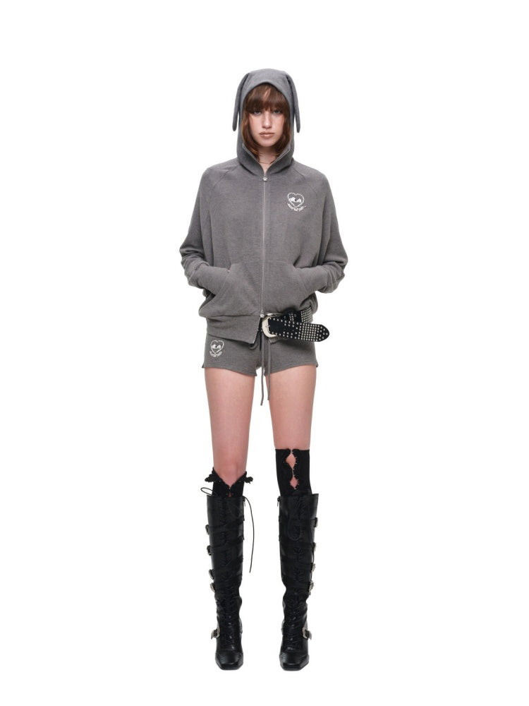 1JINN STUDIO x Snoopy Dog Ear Bat Sleeve Print Hoodie Slightly Flared Long Short Pants Set【s0000018125】