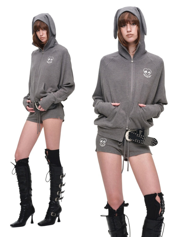 1JINN STUDIO x Snoopy Dog Ear Bat Sleeve Print Hoodie Slightly Flared Long Short Pants Set【s0000018125】