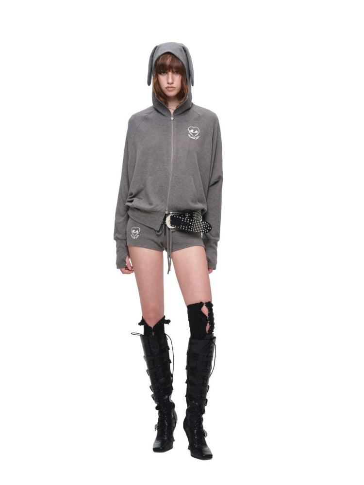 1JINN STUDIO x Snoopy Dog Ear Bat Sleeve Print Hoodie Slightly Flared Long Short Pants Set【s0000018125】