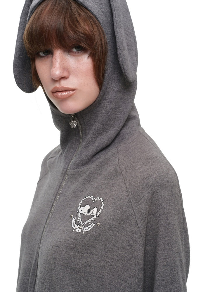 1JINN STUDIO x Snoopy Dog Ear Bat Sleeve Print Hoodie Slightly Flared Long Short Pants Set【s0000018125】