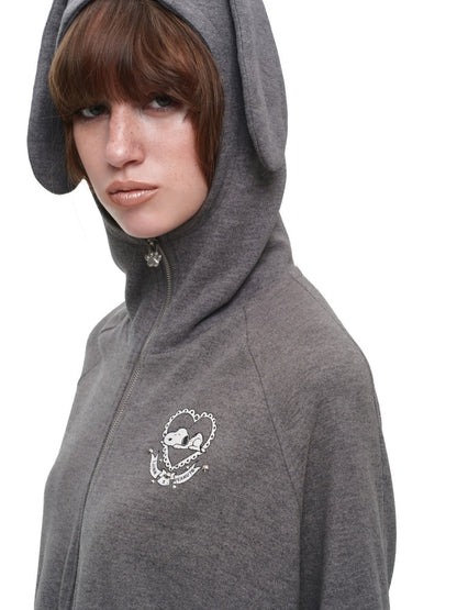 1JINN STUDIO x Snoopy Dog Ear Bat Sleeve Print Hoodie Slightly Flared Long Short Pants Set【s0000018125】