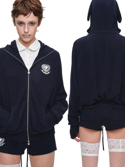 1JINN STUDIO x Snoopy Dog Ear Bat Sleeve Print Hoodie Slightly Flared Long Short Pants Set【s0000018125】