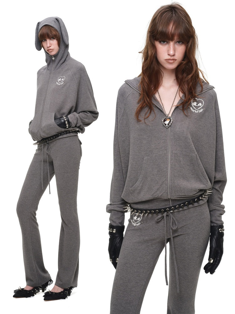 1JINN STUDIO x Snoopy Dog Ear Bat Sleeve Print Hoodie Slightly Flared Long Short Pants Set【s0000018125】