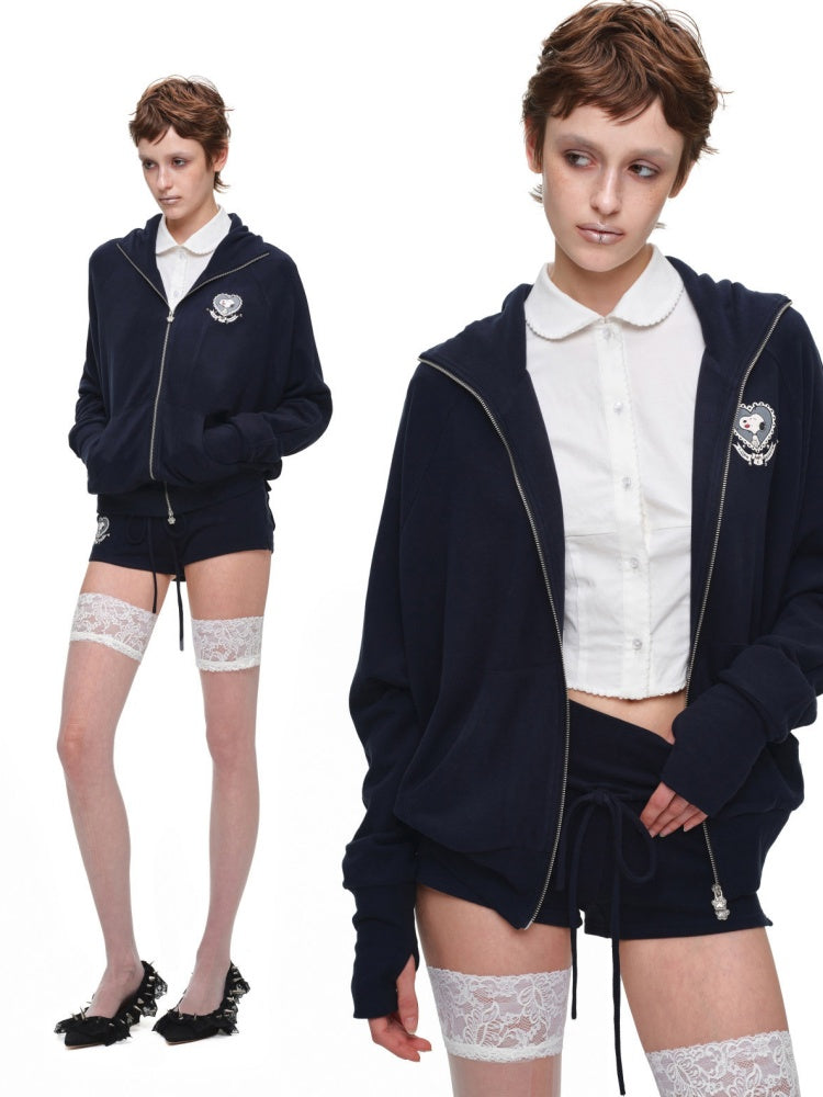 1JINN STUDIO x Snoopy Dog Ear Bat Sleeve Print Hoodie Slightly Flared Long Short Pants Set【s0000018125】