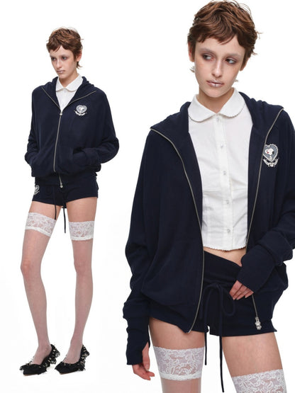 1JINN STUDIO x Snoopy Dog Ear Bat Sleeve Print Hoodie Slightly Flared Long Short Pants Set【s0000018125】