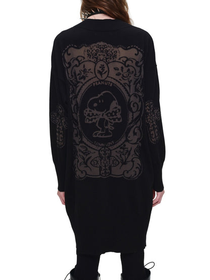 1JINN STUDIO x Snoopy Collaboration Vintage Picture Frame Embroidered Flowers Slightly Sheer Lazy Long Knit Cardigan【s0000018133】