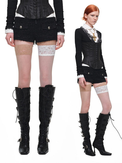 Heavyweight Woven Set Short Three-Quarter Sleeve Jacket Faux Two-Piece Shorts【s0000018134】