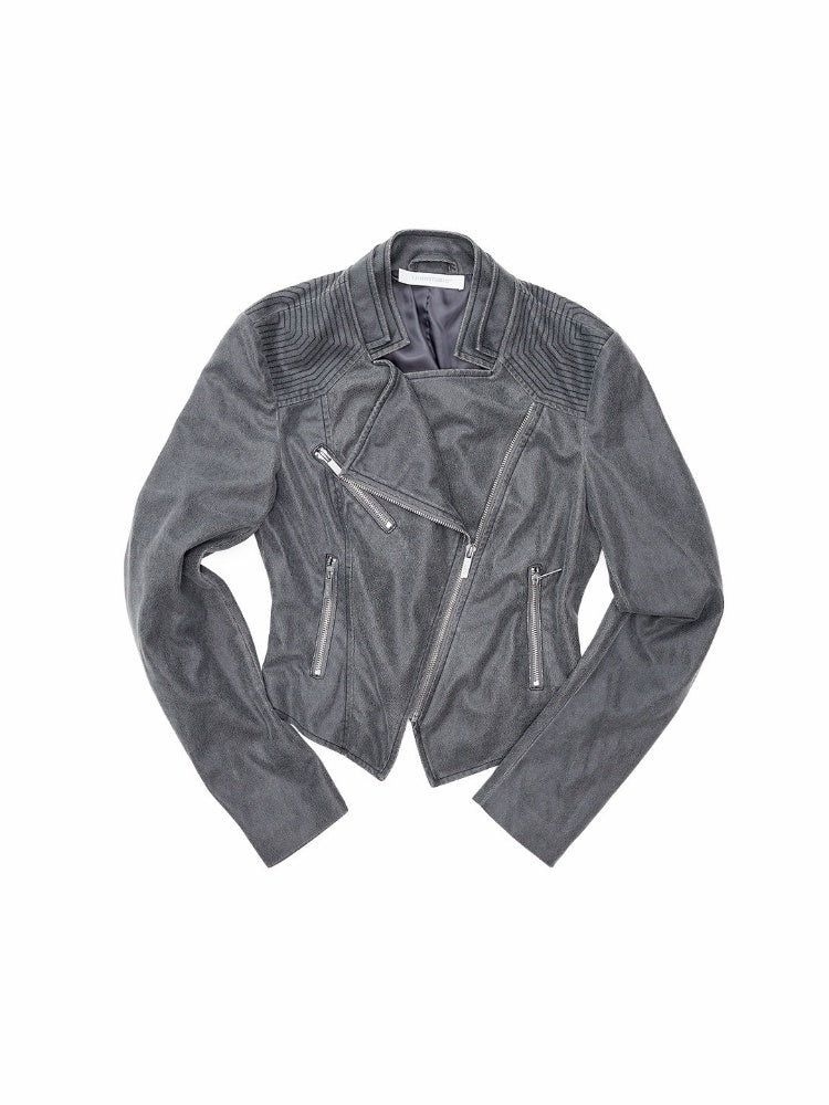 Vintage Distressed Washed Double-Layer Collar Zipper Short Slim Jacket【s0000018135】