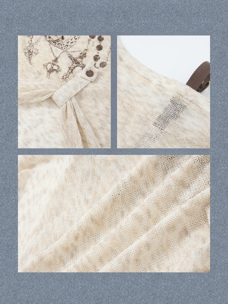 Asymmetrical Shoulder Pullover Light Yarn Slightly Sheer Thin Long Sleeve Tops 【s0000018149】