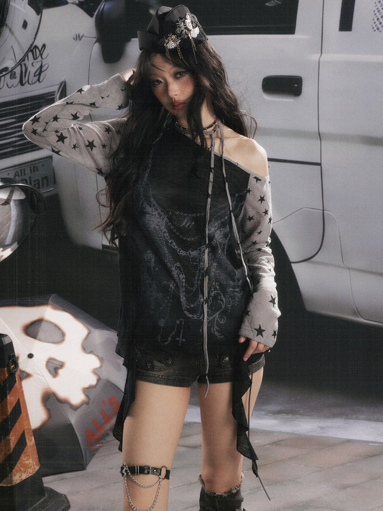 Cover-Up Sun-Protective Cross-Shoulder Base Layer Thin Long-sleeve Tops 【s0000018150】