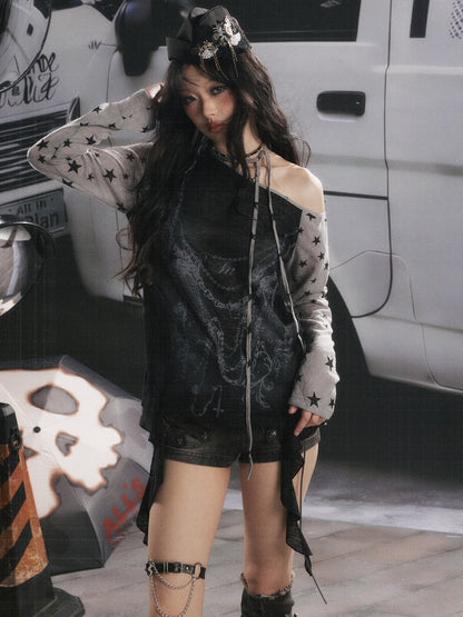 Cover-Up Sun-Protective Cross-Shoulder Base Layer Thin Long-sleeve Tops 【s0000018150】