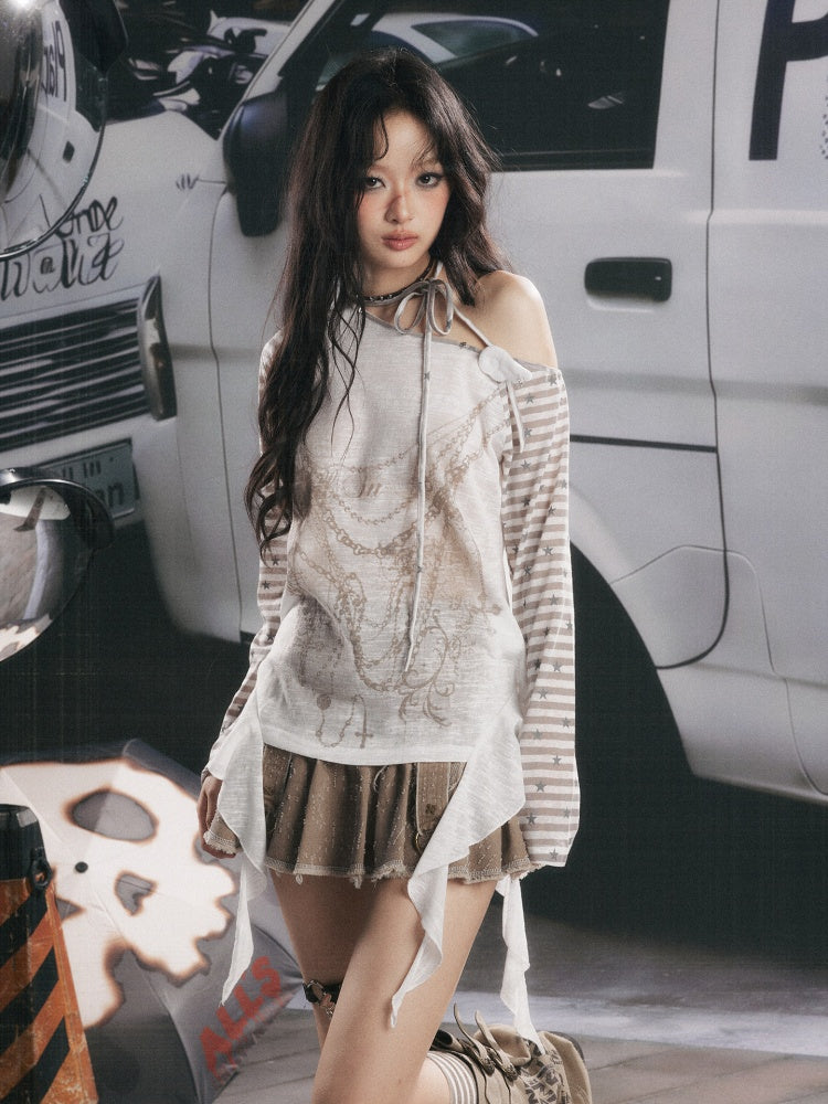 Cover-Up Sun-Protective Cross-Shoulder Base Layer Thin Long-sleeve Tops 【s0000018150】