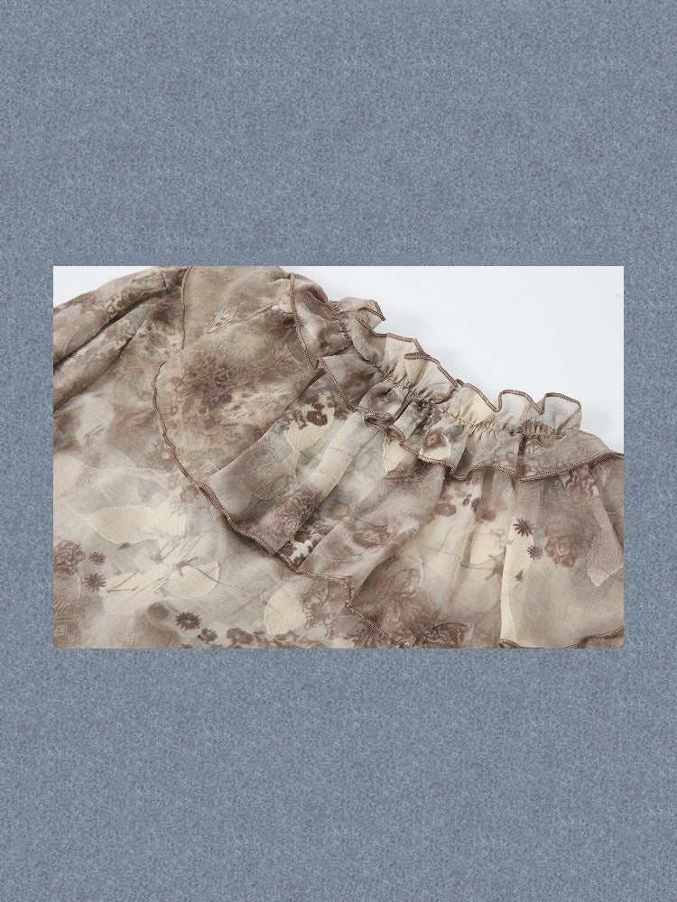 UV Protection Vintage Light Yarn V-Neck Ruffled Short Long Sleeve Tops【s0000018151】